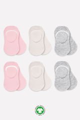 Bistyle 6'Lı Silikonlu Babet Penye Çorap BS30101B Pembe Ekru Gri