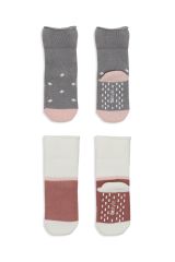 Bistyle Puanlı Kaymaz Havlu Soket Çorap 2'Li BS10502 Gri Pudra