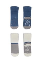 Bistyle Puanlı Kaymaz Havlu Soket Çorap 2'Li BS10502 İndigo Gri
