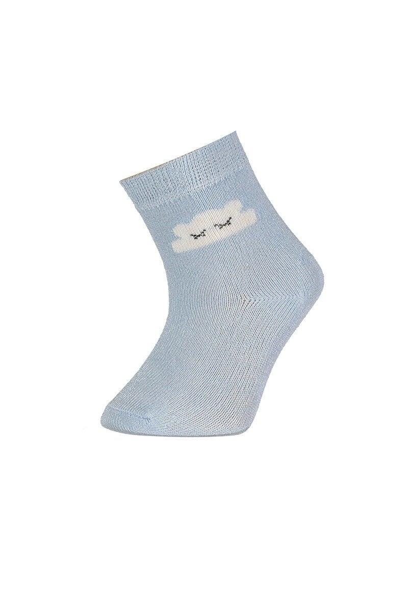 Bibaby Desenli Bamboo 2Li Çorap 68384 Taş-Mavi