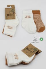 Bistyle Big Heart Penye Soket Çorap 2'Li BS10117 Hardal